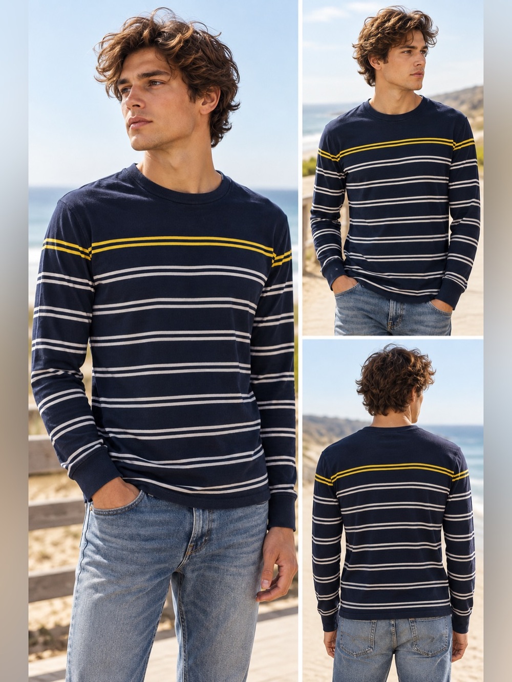 Superdry Osaka XL Navy Stripe Long Sleeve Crewneck 100 Cotton Shirt Y2K Nautical
